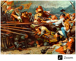 Arnold von Winkelried en la batalla de Sempach, 1386